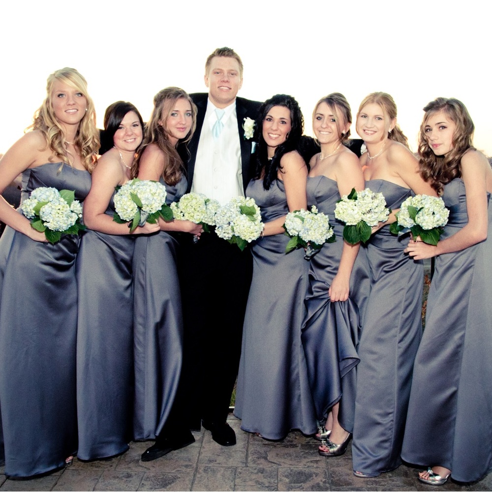 Alfred Angelo Gray Satin Gown - Bridesmaid or Prom Dress